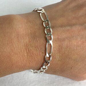 Sterling Silver 925 OTC Italy 6MM Unisex Figaro Chain Bracelet NWT 8.75"